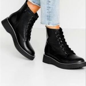 Women's Black Lace-Up Boots